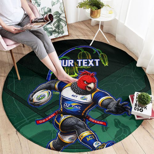 Personalized ACT Oztag Round Carpet Australian Capital Territory Gang-gang Cockatoo Mascot Floral