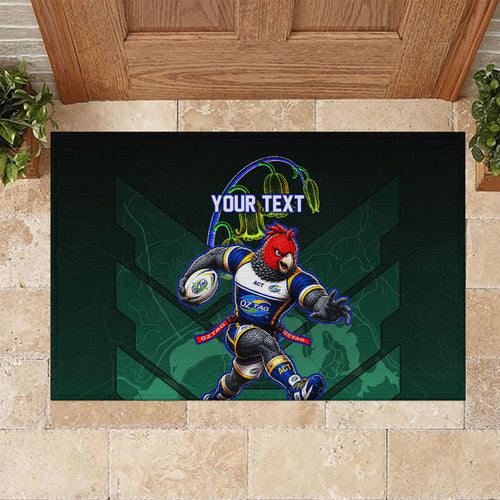 Personalized ACT Oztag Rubber Doormat Australian Capital Territory Gang-gang Cockatoo Mascot Floral
