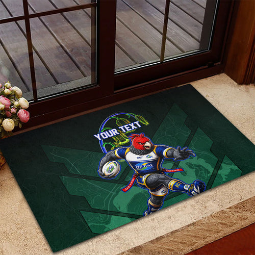 Personalized ACT Oztag Rubber Doormat Australian Capital Territory Gang-gang Cockatoo Mascot Floral
