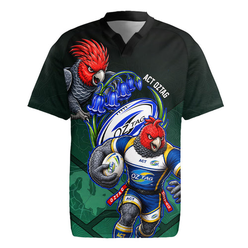 Personalized ACT Oztag Rugby Jersey Australian Capital Territory Gang-gang Cockatoo Mascot Floral