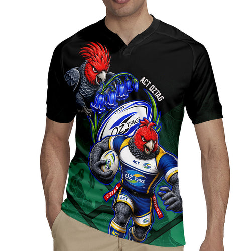 Personalized ACT Oztag Rugby Jersey Australian Capital Territory Gang-gang Cockatoo Mascot Floral