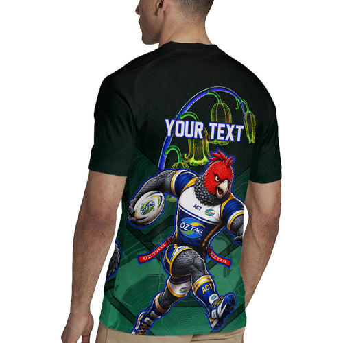 Personalized ACT Oztag Rugby Jersey Australian Capital Territory Gang-gang Cockatoo Mascot Floral