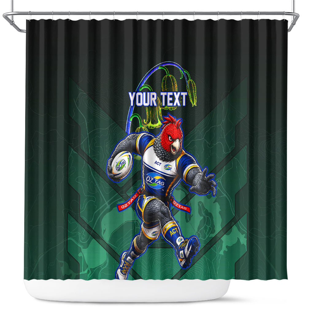Personalized ACT Oztag Shower Curtain Australian Capital Territory Gang-gang Cockatoo Mascot Floral