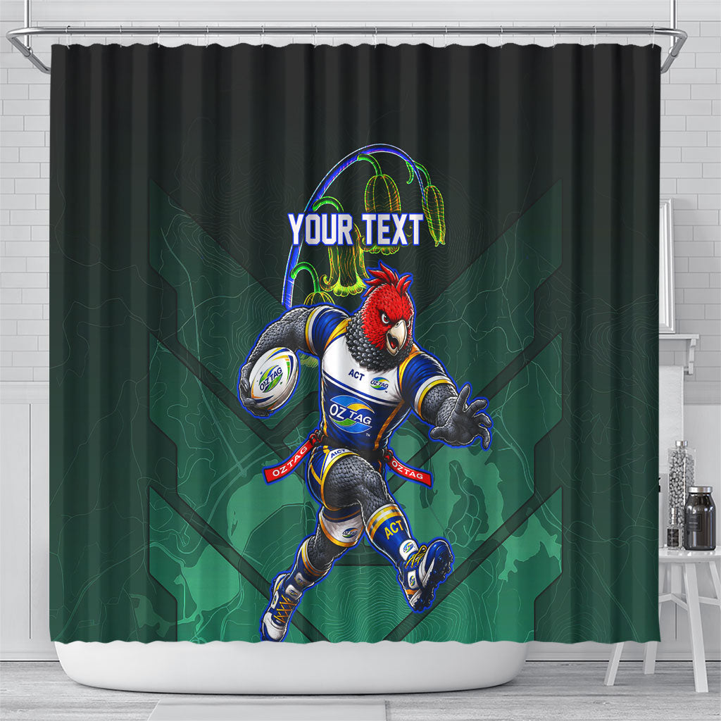 Personalized ACT Oztag Shower Curtain Australian Capital Territory Gang-gang Cockatoo Mascot Floral