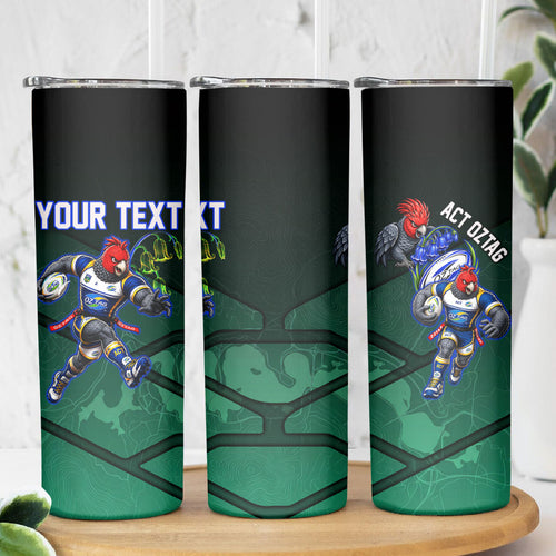Personalized ACT Oztag Skinny Tumbler Australian Capital Territory Gang-gang Cockatoo Mascot Floral
