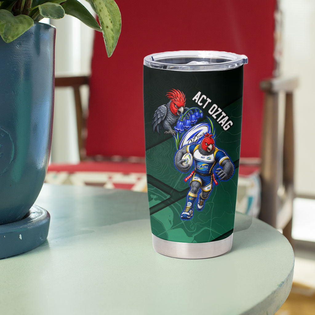 Personalized ACT Oztag Tumbler Cup Australian Capital Territory Gang-gang Cockatoo Mascot Floral