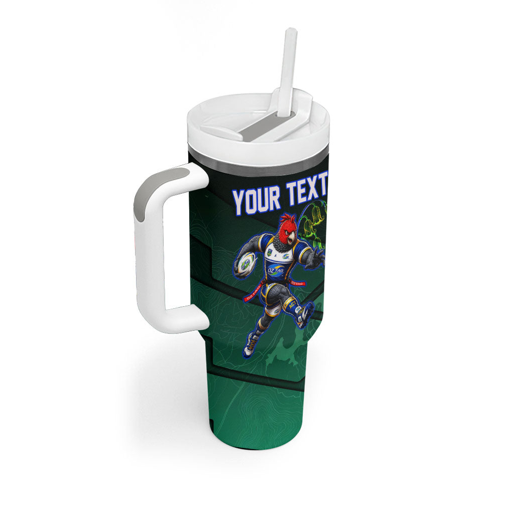 Personalized ACT Oztag Tumbler With Handle Australian Capital Territory Gang-gang Cockatoo Mascot Floral
