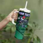 Personalized ACT Oztag Tumbler With Handle Australian Capital Territory Gang-gang Cockatoo Mascot Floral