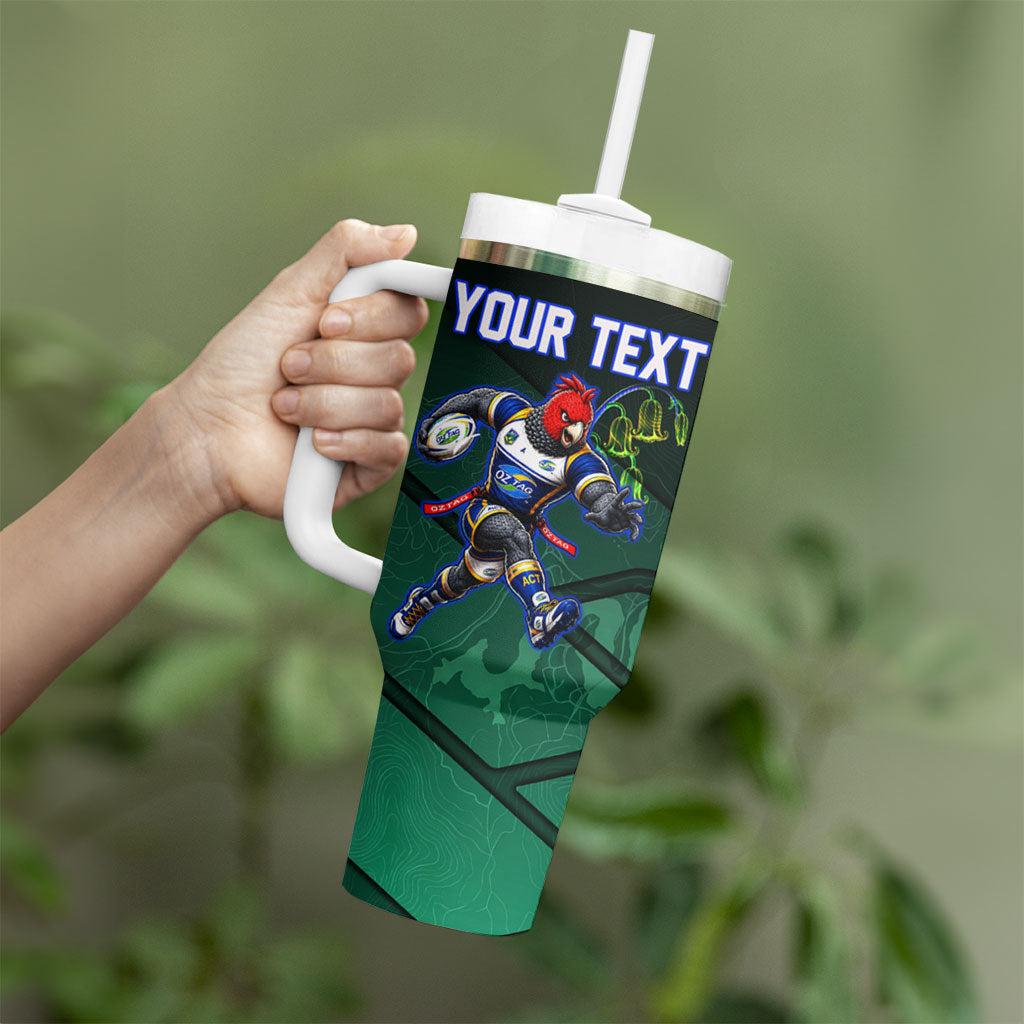 Personalized ACT Oztag Tumbler With Handle Australian Capital Territory Gang-gang Cockatoo Mascot Floral