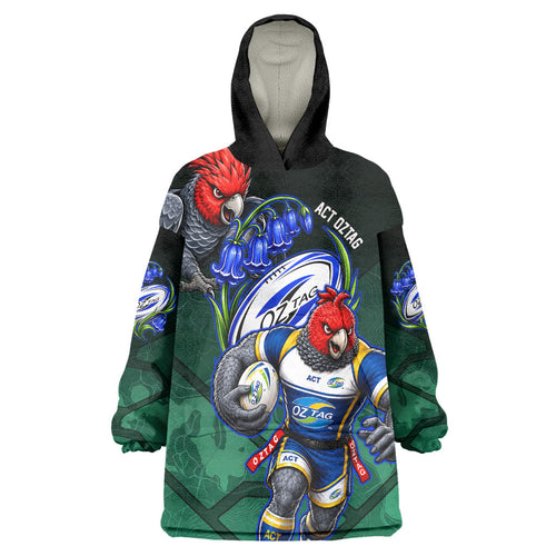 Personalized ACT Oztag Wearable Blanket Hoodie Australian Capital Territory Gang-gang Cockatoo Mascot Floral