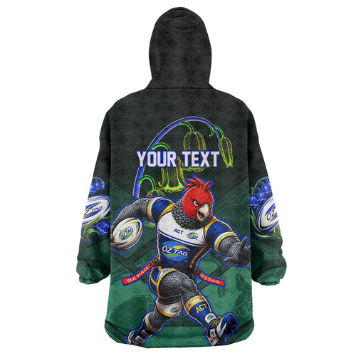 Personalized ACT Oztag Wearable Blanket Hoodie Australian Capital Territory Gang-gang Cockatoo Mascot Floral