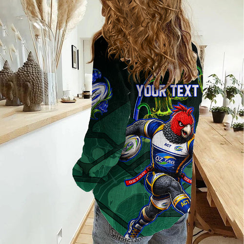 Personalized ACT Oztag Women Casual Shirt Australian Capital Territory Gang-gang Cockatoo Mascot Floral