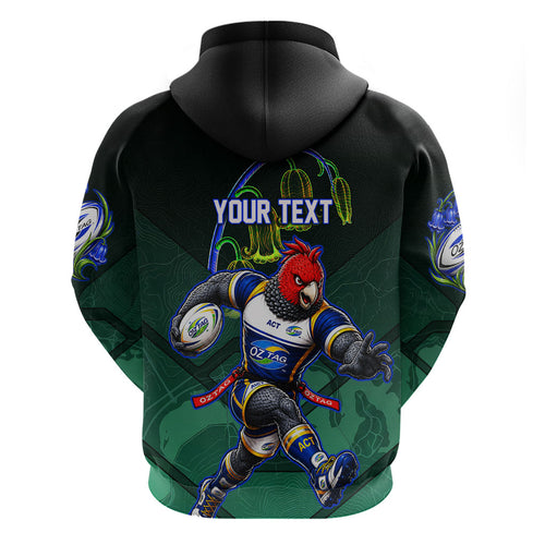 Personalized ACT Oztag Zip Hoodie Australian Capital Territory Gang-gang Cockatoo Mascot Floral