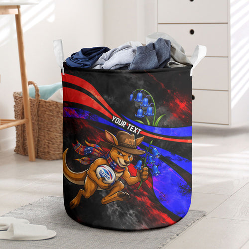 Personalized Australian Capital Territory Oztag Laundry Basket ACT Canberra Kangaroo Mascot Royal Bluebell