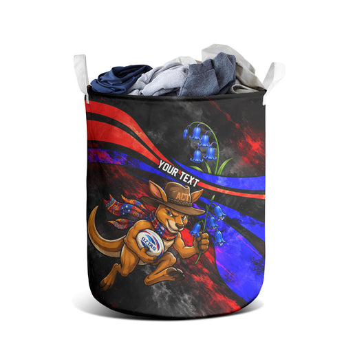 Personalized Australian Capital Territory Oztag Laundry Basket ACT Canberra Kangaroo Mascot Royal Bluebell