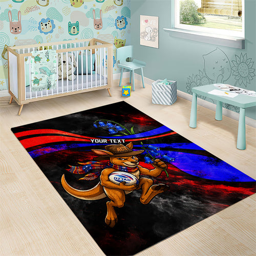 Personalized Australian Capital Territory Oztag Area Rug ACT Canberra Kangaroo Mascot Royal Bluebell