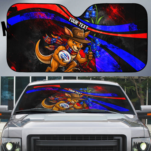 Personalized Australian Capital Territory Oztag Auto Sun Shade ACT Canberra Kangaroo Mascot Royal Bluebell