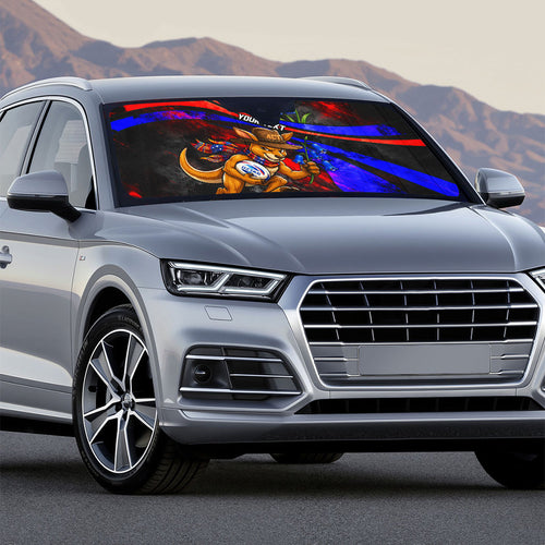 Personalized Australian Capital Territory Oztag Auto Sun Shade ACT Canberra Kangaroo Mascot Royal Bluebell