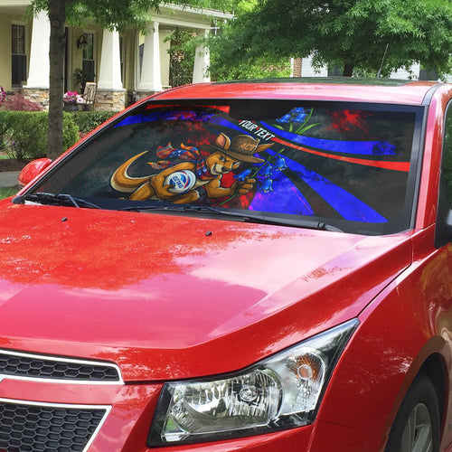 Personalized Australian Capital Territory Oztag Auto Sun Shade ACT Canberra Kangaroo Mascot Royal Bluebell