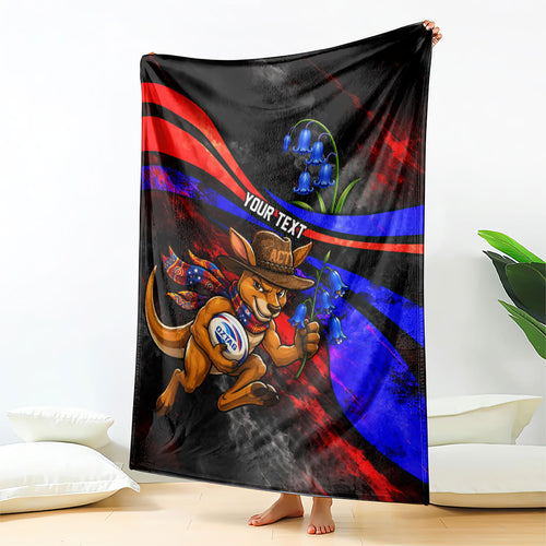 Personalized Australian Capital Territory Oztag Blanket ACT Canberra Kangaroo Mascot Royal Bluebell