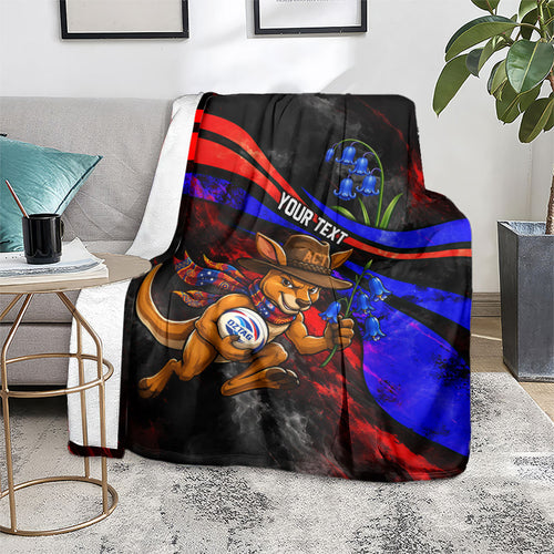 Personalized Australian Capital Territory Oztag Blanket ACT Canberra Kangaroo Mascot Royal Bluebell