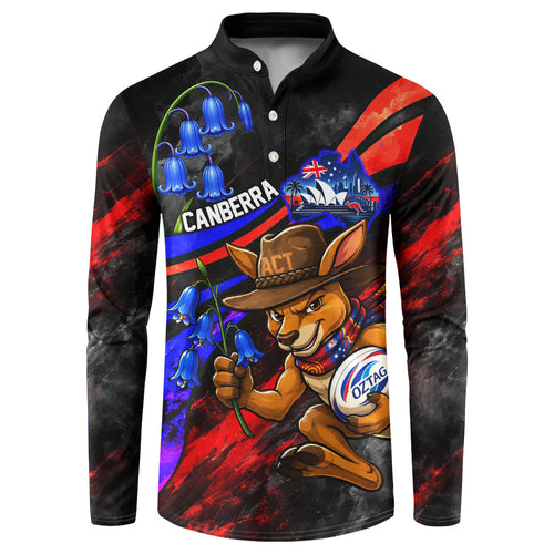 Personalized Australian Capital Territory Oztag Button Sweatshirt ACT Canberra Kangaroo Mascot Royal Bluebell