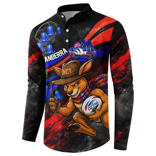 Personalized Australian Capital Territory Oztag Button Sweatshirt ACT Canberra Kangaroo Mascot Royal Bluebell