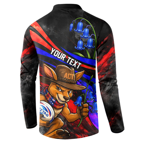 Personalized Australian Capital Territory Oztag Button Sweatshirt ACT Canberra Kangaroo Mascot Royal Bluebell