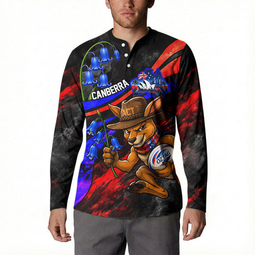 Personalized Australian Capital Territory Oztag Button Sweatshirt ACT Canberra Kangaroo Mascot Royal Bluebell