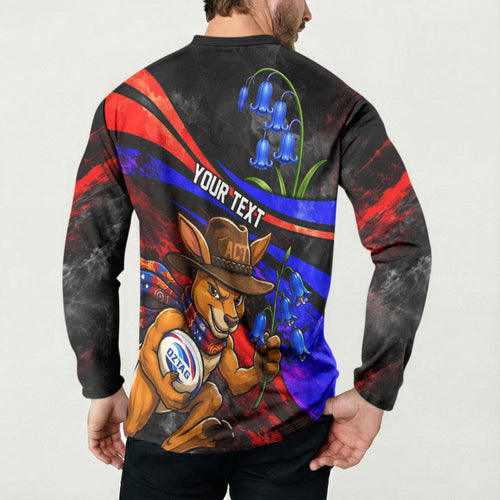 Personalized Australian Capital Territory Oztag Button Sweatshirt ACT Canberra Kangaroo Mascot Royal Bluebell