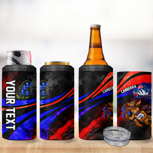 Personalized Australian Capital Territory Oztag 4 in 1 Can Cooler Tumbler ACT Canberra Kangaroo Mascot Royal Bluebell