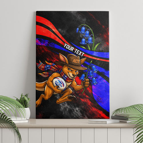 Personalized Australian Capital Territory Oztag Canvas Wall Art ACT Canberra Kangaroo Mascot Royal Bluebell