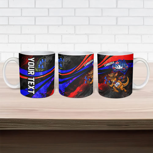 Personalized Australian Capital Territory Oztag Ceramic Mug ACT Canberra Kangaroo Mascot Royal Bluebell