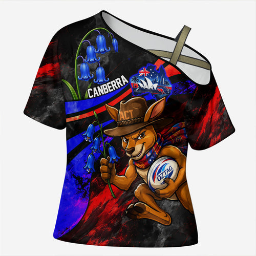 Personalized Australian Capital Territory Oztag Cross Shoulder Shirt ACT Canberra Kangaroo Mascot Royal Bluebell