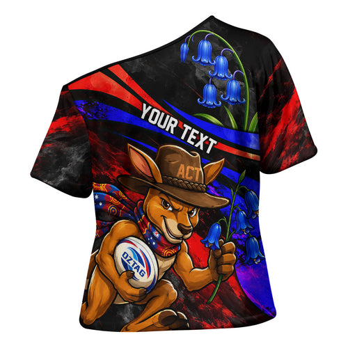 Personalized Australian Capital Territory Oztag Cross Shoulder Shirt ACT Canberra Kangaroo Mascot Royal Bluebell