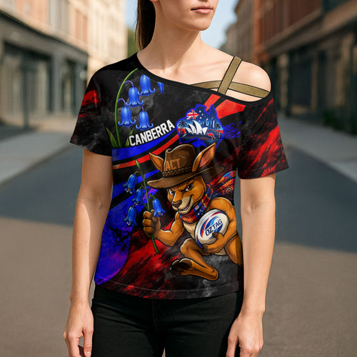 Personalized Australian Capital Territory Oztag Cross Shoulder Shirt ACT Canberra Kangaroo Mascot Royal Bluebell