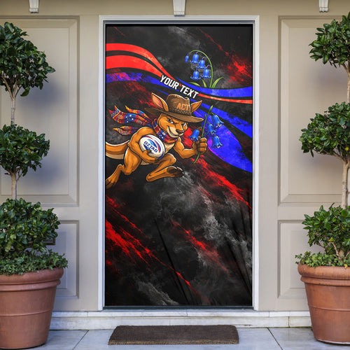 Personalized Australian Capital Territory Oztag Door Cover ACT Canberra Kangaroo Mascot Royal Bluebell
