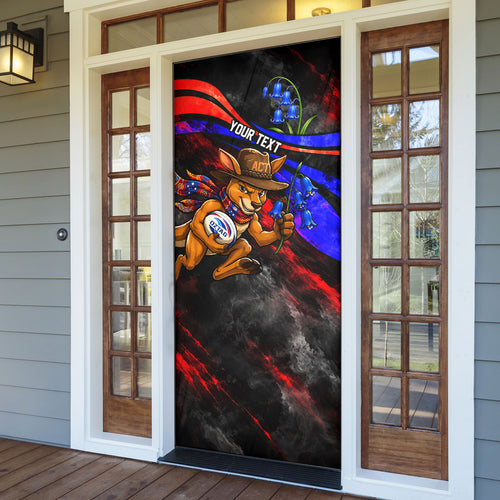 Personalized Australian Capital Territory Oztag Door Cover ACT Canberra Kangaroo Mascot Royal Bluebell