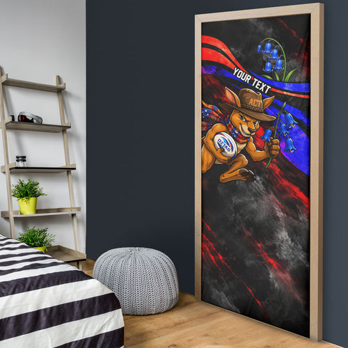 Personalized Australian Capital Territory Oztag Door Cover ACT Canberra Kangaroo Mascot Royal Bluebell