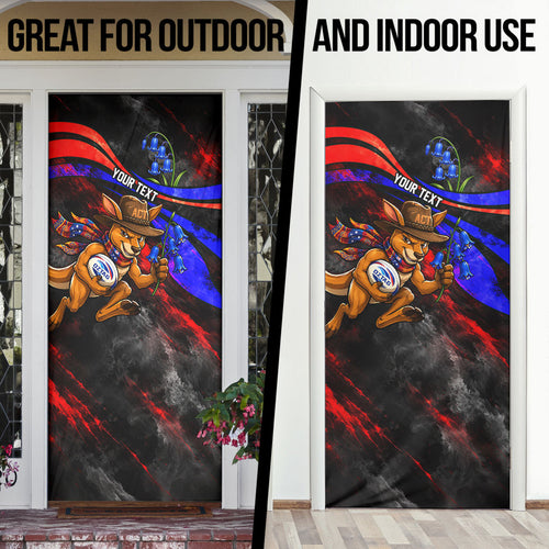 Personalized Australian Capital Territory Oztag Door Cover ACT Canberra Kangaroo Mascot Royal Bluebell