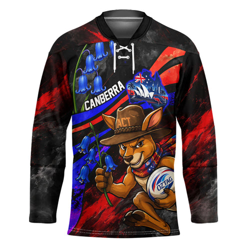 Personalized Australian Capital Territory Oztag Hockey Jersey ACT Canberra Kangaroo Mascot Royal Bluebell