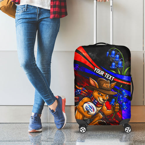 Personalized Australian Capital Territory Oztag Luggage Cover ACT Canberra Kangaroo Mascot Royal Bluebell