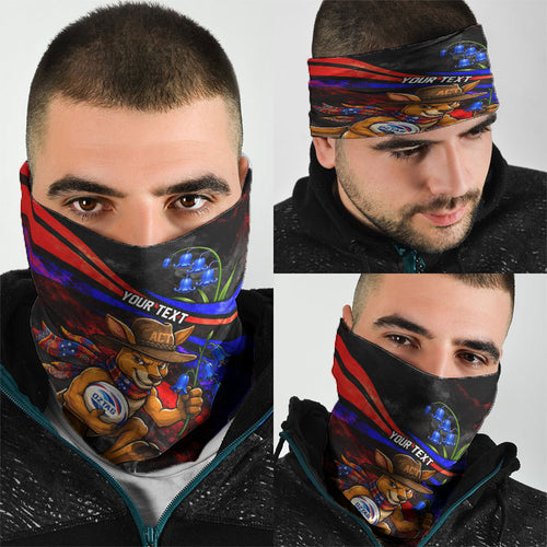 Personalized Australian Capital Territory Oztag Neck Gaiter ACT Canberra Kangaroo Mascot Royal Bluebell