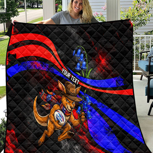 Personalized Australian Capital Territory Oztag Quilt ACT Canberra Kangaroo Mascot Royal Bluebell