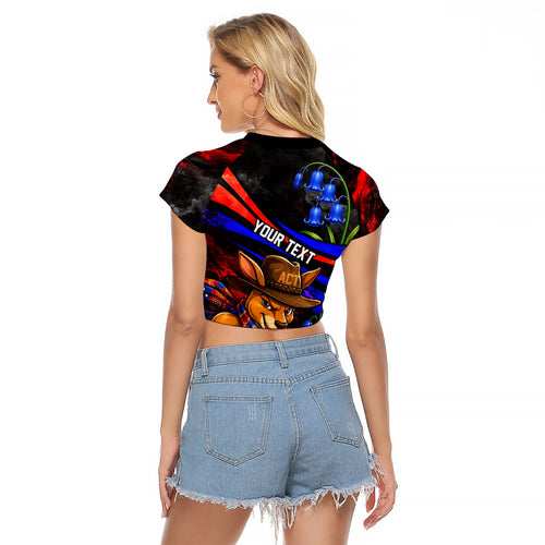 Personalized Australian Capital Territory Oztag Raglan Cropped T Shirt ACT Canberra Kangaroo Mascot Royal Bluebell