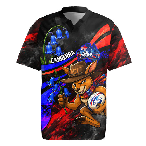 Personalized Australian Capital Territory Oztag Rugby Jersey ACT Canberra Kangaroo Mascot Royal Bluebell