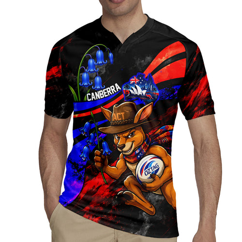 Personalized Australian Capital Territory Oztag Rugby Jersey ACT Canberra Kangaroo Mascot Royal Bluebell