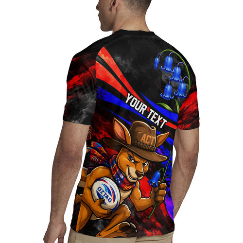 Personalized Australian Capital Territory Oztag Rugby Jersey ACT Canberra Kangaroo Mascot Royal Bluebell