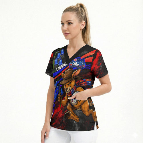 Personalized Australian Capital Territory Oztag Scrub Top ACT Canberra Kangaroo Mascot Royal Bluebell