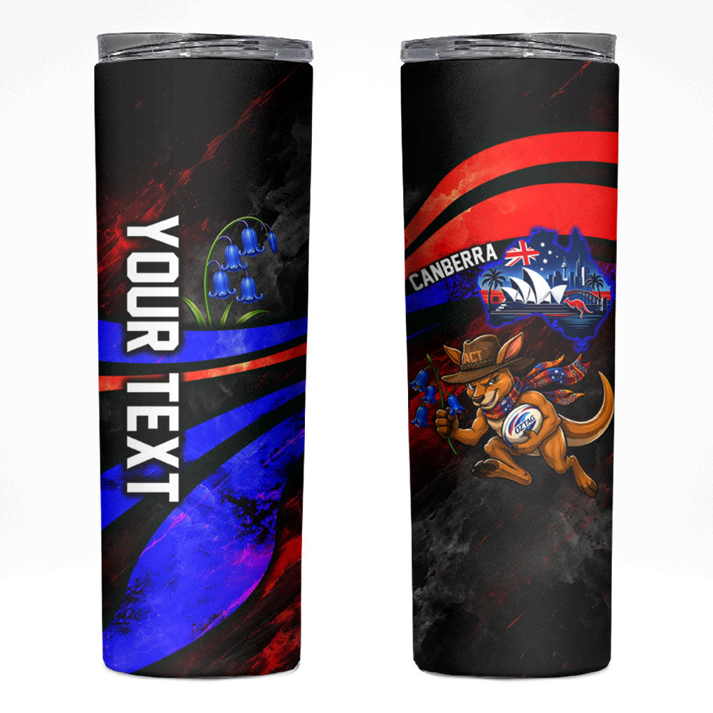 Personalized Australian Capital Territory Oztag Skinny Tumbler ACT Canberra Kangaroo Mascot Royal Bluebell